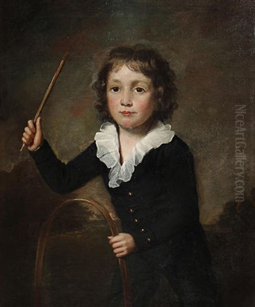 Three Quarter Length Portrait Of A Young Boy With A Hoop Oil Painting by John Watson Gordon