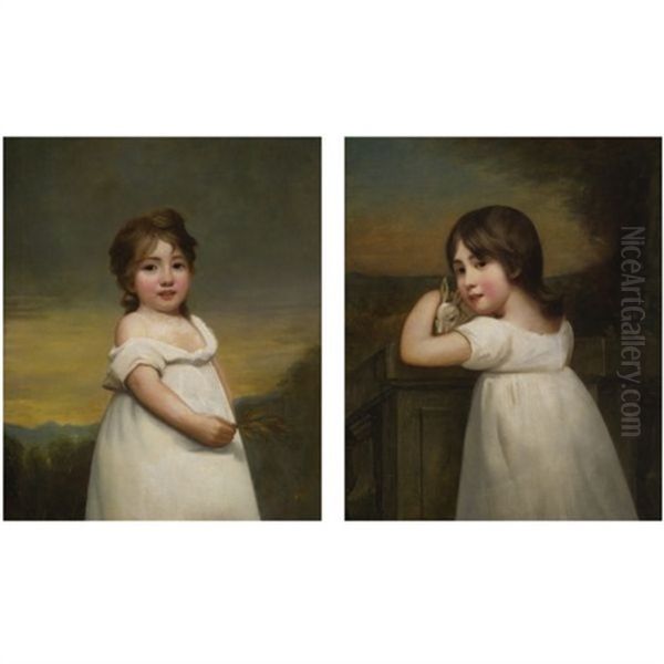 Portraits Of Girls Standing In A Landscape (pair) Oil Painting by John Watson Gordon