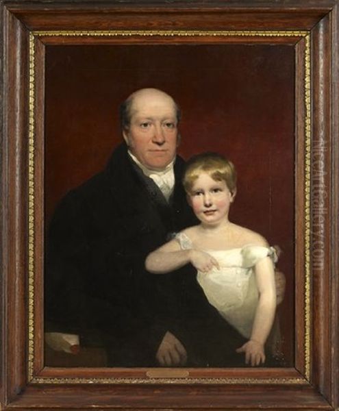 Portrait Of Roger Aytoun And His Son William Edmundstoune Aytoun At The Age Of Four Oil Painting by John Watson Gordon