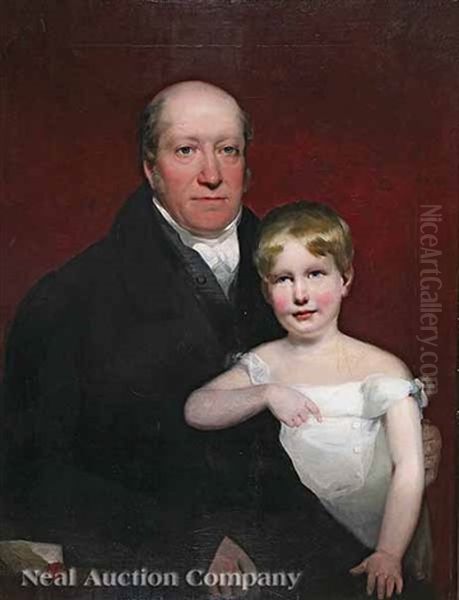 Portrait Of Roger Aytoun And Son William Edmond Towne Aytoun by John Watson Gordon