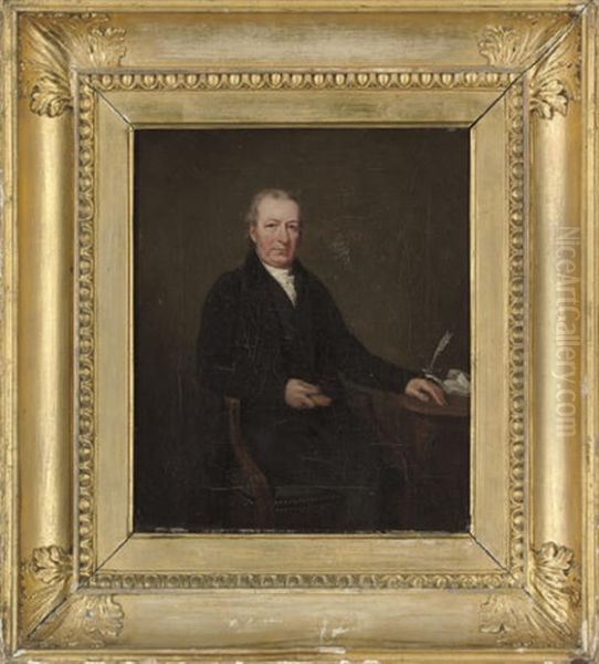 Portrait Of A Gentleman At A Writing Desk (mr John Moncrieff?) Oil Painting by John Watson Gordon