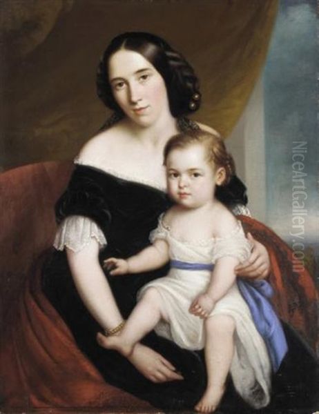 Portrait Of Mrs John Orred With Her Eldest Child Stanley Oil Painting by John Watson Gordon