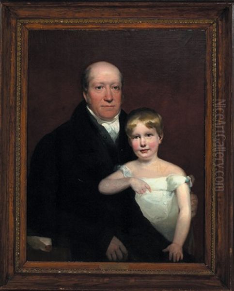 Portrait Of Roger Aytoun And His Son William Edmundstoune Aytoun At The Age Of Four Oil Painting by John Watson Gordon