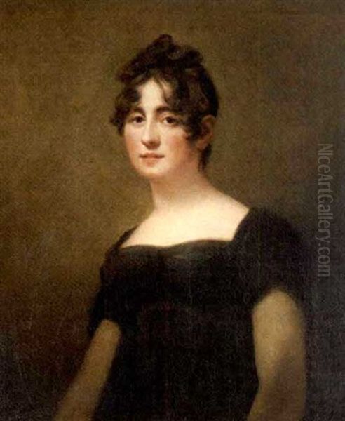 Portrait Of A Lady In A Black Dress (mrs. Hamilton Dundas?) Oil Painting by John Watson Gordon