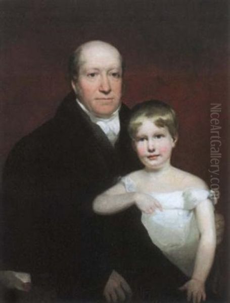 Portrait Of Roger Aytoun And His Son William Edmundstoune Aytoun At The Age Of Four by John Watson Gordon