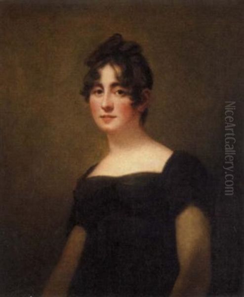 Portrait Of A Lady In A Black Dress (mrs. Hamilton Dundas?) Oil Painting by John Watson Gordon