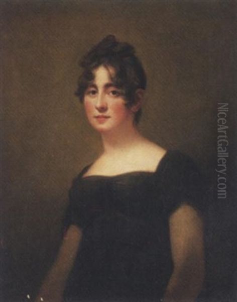 Portrait Of A Lady (mrs. Hamilton Dundas?) In A Black Dress Oil Painting by John Watson Gordon