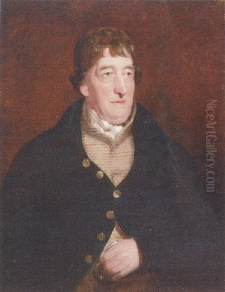 Portrait Of William Turnbull In A Blue Coat With Striped Waistcoat And White Stock Oil Painting by John Watson Gordon