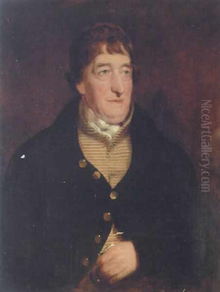 Portrait Of William Turnbull In A Blue Coat With Striped Waistcoat And White Stock Oil Painting by John Watson Gordon