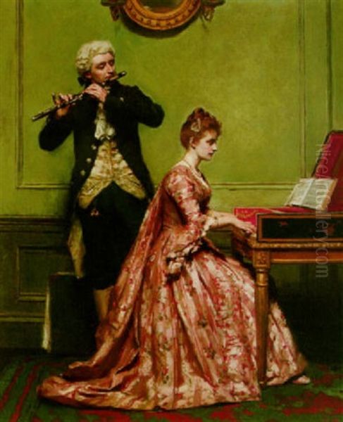 A Music Lesson Oil Painting by Robert James Gordon