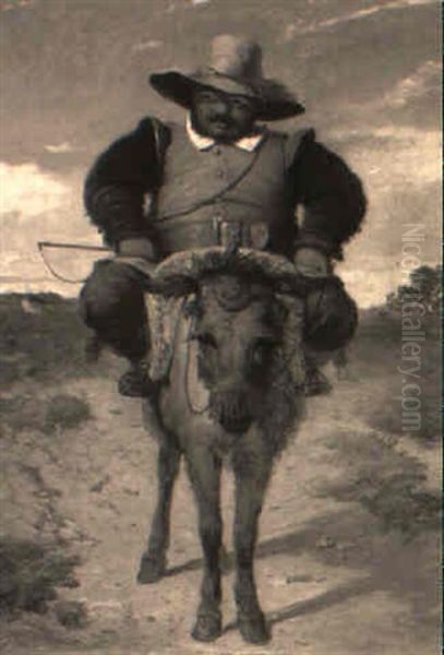 A Portrait Of Sancho Panza On His Donkey Oil Painting by Robert James Gordon