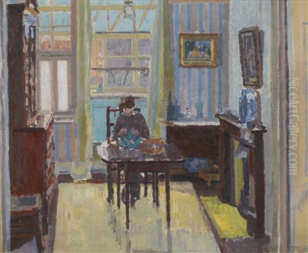 Interior Of Room At 6 Cambrian Road, Richmond Oil Painting by Spencer Frederick Gore