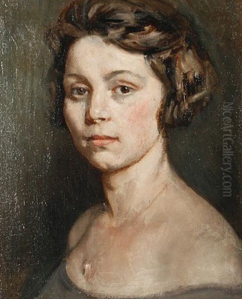 Portrait Study Of The Artist's Wife, Yvonne Oil Painting by William Crampton Gore