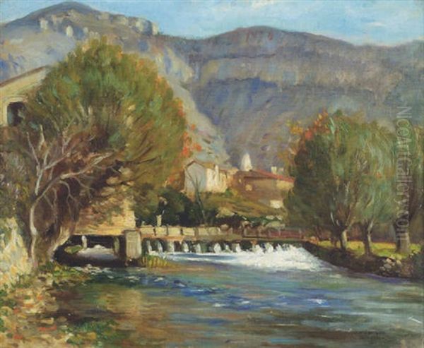 The Weir At Vaucluse, France Oil Painting by William Crampton Gore