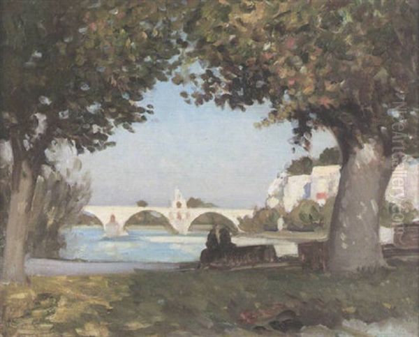 Le Pont D'avignon Oil Painting by William Crampton Gore