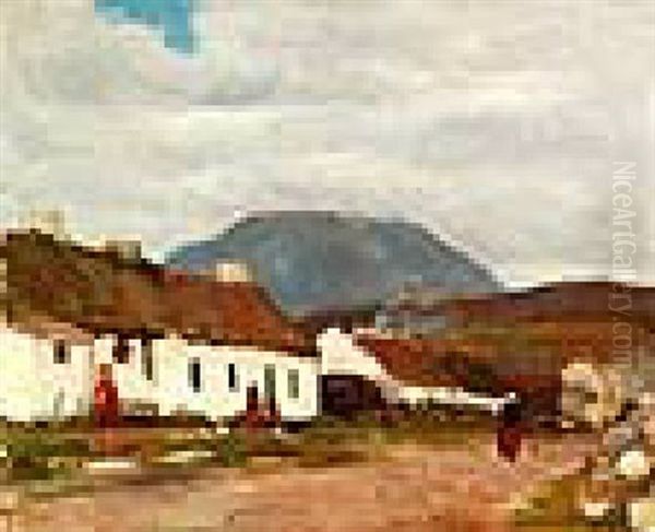 Cottages At Dooagh, Achill Oil Painting by William Crampton Gore