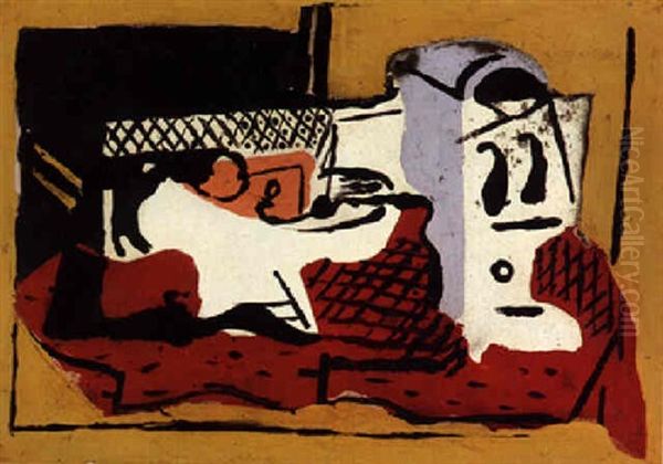 Still-life With Tablecloth, Bowl And Goblet Oil Painting by Arshile Gorky