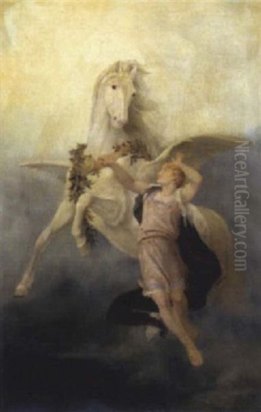 Schwebender Knabe Und Pegasus Oil Painting by Sofie Goerlich