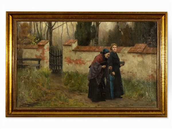 Two Ladies Taking A Walk Oil Painting by Wilhelm Gorms