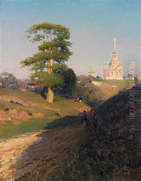 Paysage A L'eglise Oil Painting by Ivan Lavrentievich Gorokhov