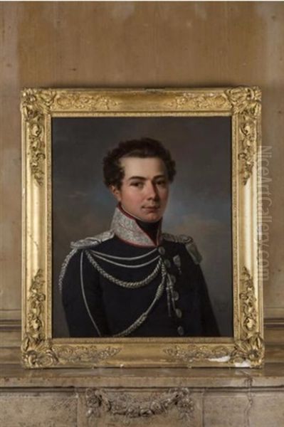 Portrait D'un Officier De La Maison Du Roi Oil Painting by Henri Nicolas Van Gorp