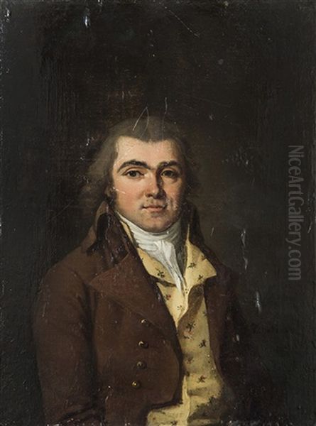 Portrait D'homme Au Gilet Jaune Oil Painting by Henri Nicolas Van Gorp