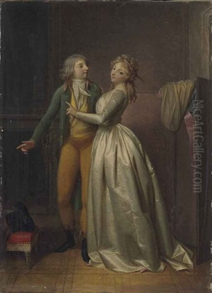 Couple Dans Un Interieur Oil Painting by Henri Nicolas Van Gorp