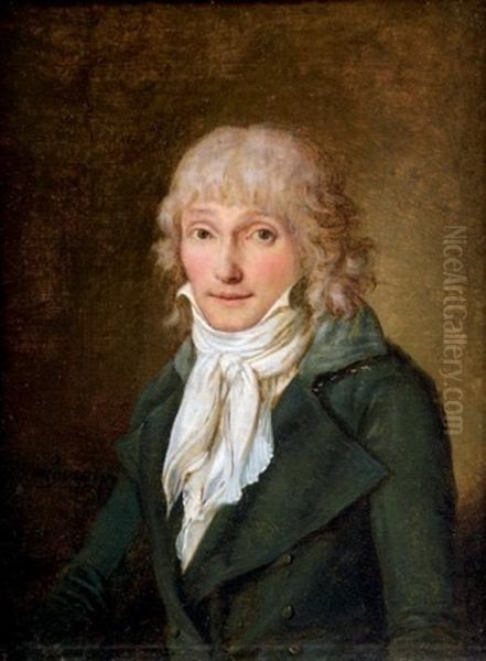 Portrait Presume De Debucourt En Redingote Bleu Oil Painting by Henri Nicolas Van Gorp