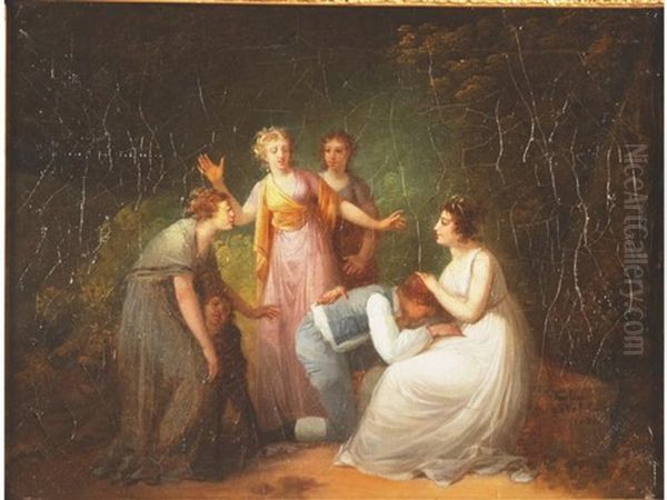 Le Jeu De La Main Chaude Oil Painting by Henri Nicolas Van Gorp