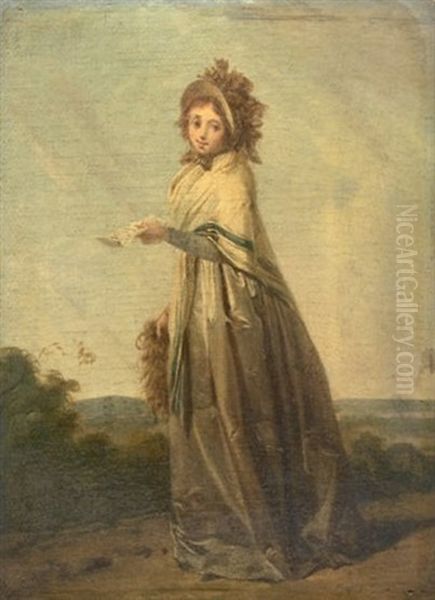 Jeune Femme En Robe De Soie Dans Un Paysage Oil Painting by Henri Nicolas Van Gorp