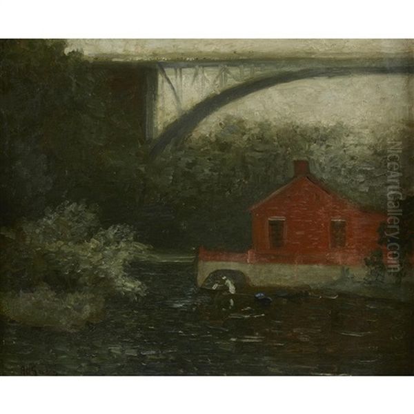 Rowing Scene At Panther Hollow, Pittsburgh Oil Painting by Aaron Harry Gorson