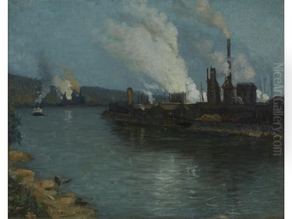 Steel Mills Oil Painting by Aaron Harry Gorson