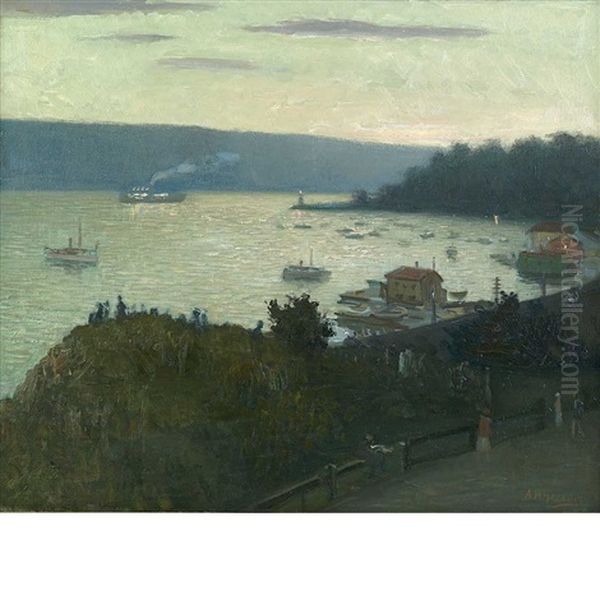 Hudson River Scene Oil Painting by Aaron Harry Gorson