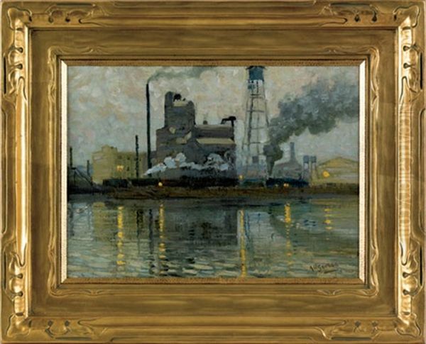 Untitled (industrial Scene) Oil Painting by Aaron Harry Gorson