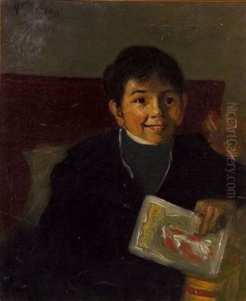 Portrait Of A Young Boy Oil Painting by Aaron Harry Gorson