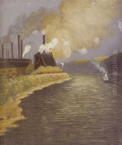 Industrial Landscape Oil Painting by Aaron Harry Gorson