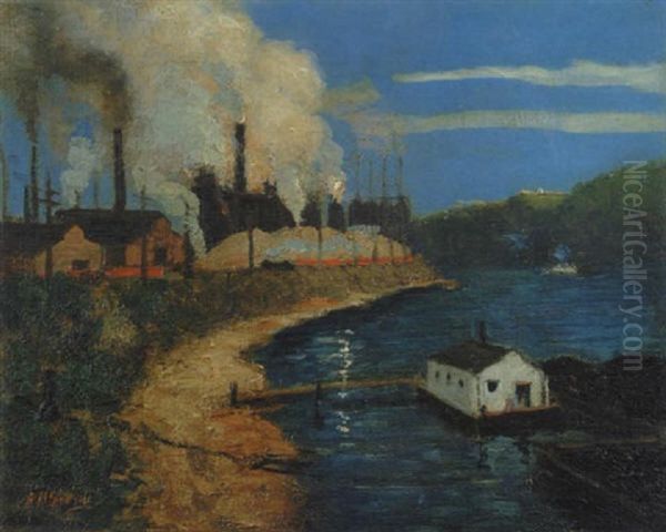 Steel Mill, Pittsburgh Oil Painting by Aaron Harry Gorson