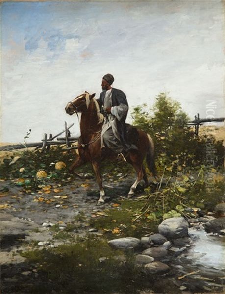 Oriental Rider Oil Painting by Michael Gorstkin-Wywiorski