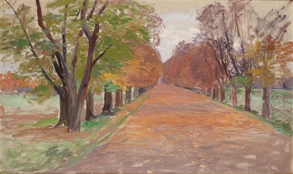 Herbstliche Allee Oil Painting by Michael Gorstkin-Wywiorski