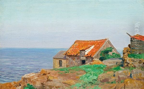 House At Sea Oil Painting by Michael Gorstkin-Wywiorski