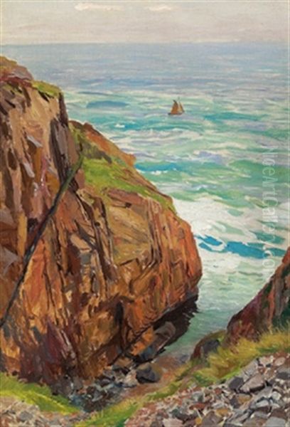 Rote Felsen Am Meer Oil Painting by Michael Gorstkin-Wywiorski