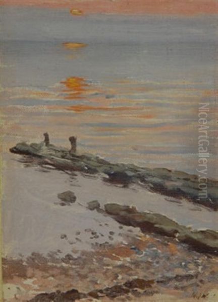 Sonnenuntergang An Der Ostsee Oil Painting by Michael Gorstkin-Wywiorski