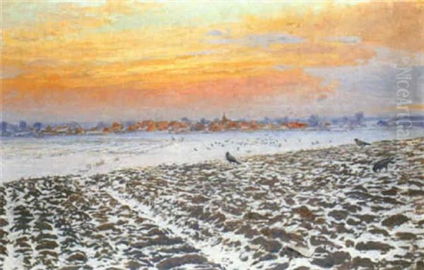 Winterabend Oil Painting by Michael Gorstkin-Wywiorski