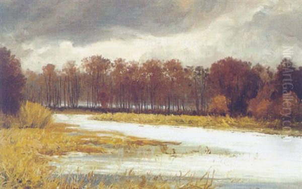 Fluslandschaft Im Winter Oil Painting by Michael Gorstkin-Wywiorski