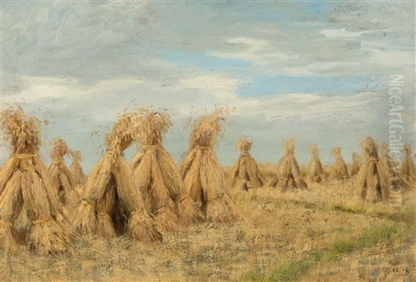 Sheaves Of Wheat Oil Painting by Arnold Marc Gorter