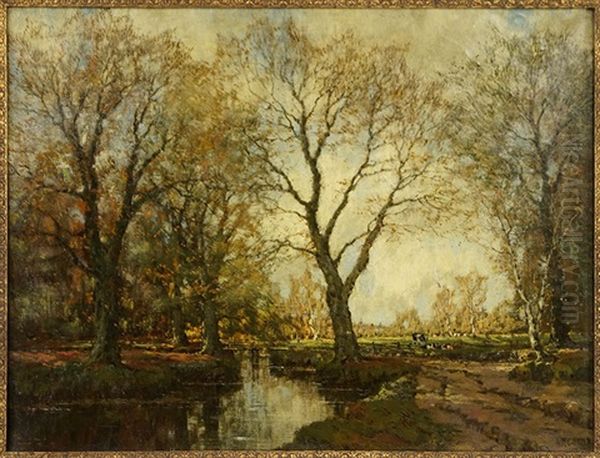 Riverscape With Cows Oil Painting by Arnold Marc Gorter