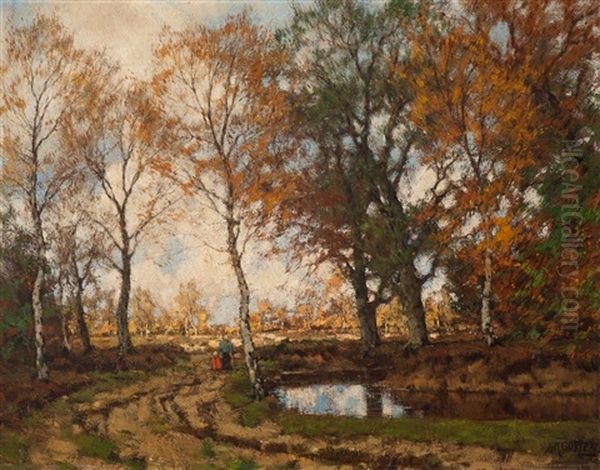 Along The Vordense Stream In Autumn Oil Painting by Arnold Marc Gorter