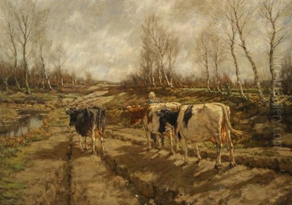 Landschap Met Koeien Oil Painting by Arnold Marc Gorter