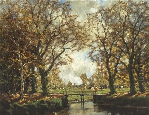 The Pasture Bridge Oil Painting by Arnold Marc Gorter