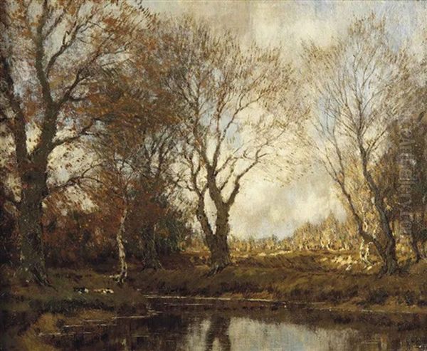 Ducks Near A Pond In Autumn Oil Painting by Arnold Marc Gorter